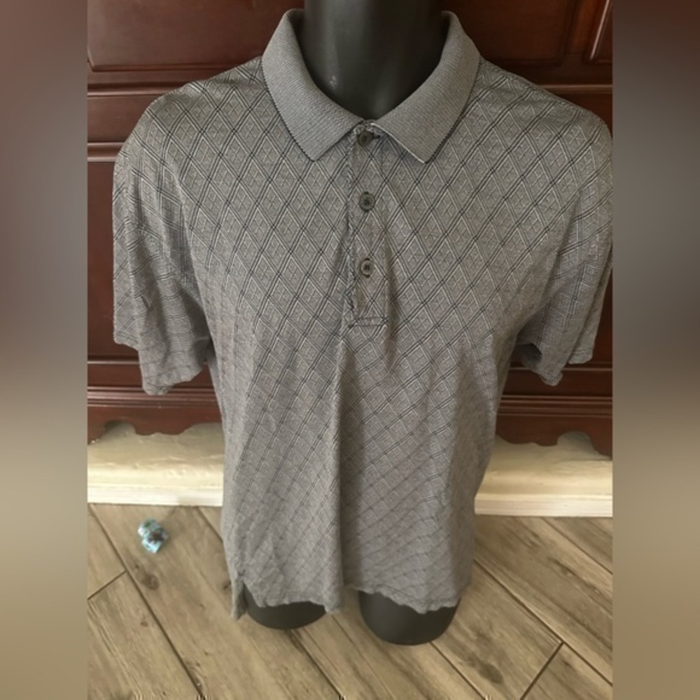 Men’s pre own as is Izod Black Grey golf polo shirt size M medium - Picture 1 of 4